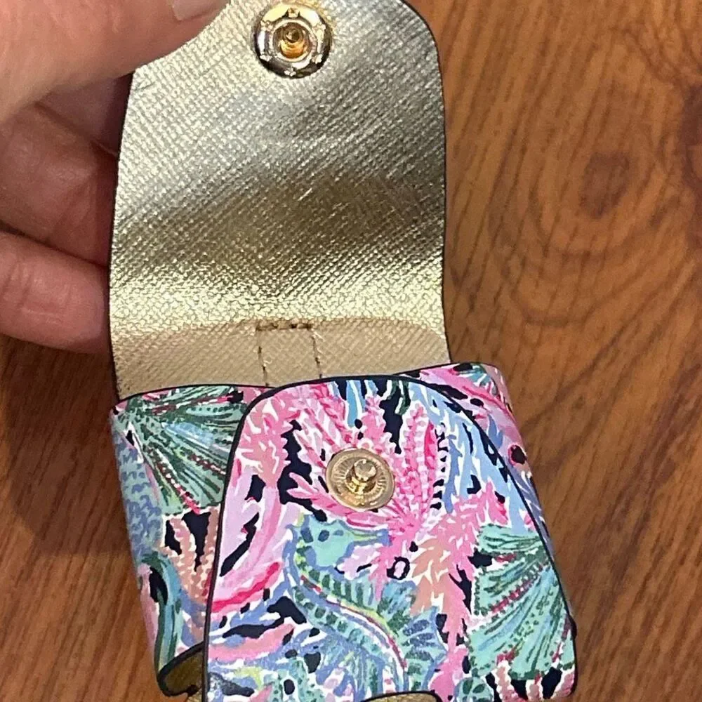 Lily Pulitzer ear pods case key chain airpods blue pink